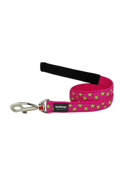 Reddingo Pembe Üzerine Lime Yıldızlı Uzatma Köpek Tasması 25 Mm Pembe