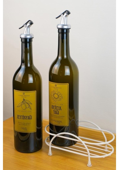 Digithome Petra 2'li Krem Metal Standlı Yağdanlık Seti Gold Etiketli Amber Yağlık 750 Ml
