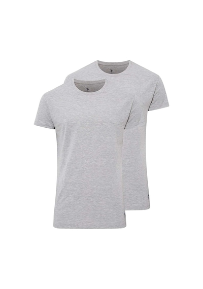 U.S. Polo Assn. Erkek Gri Melanj 2 Li Yuvarlak Yaka Atlet 80197 Gri