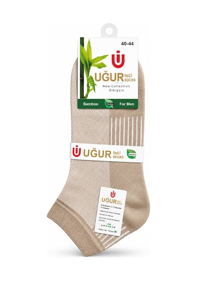 Uğur İnci Bambu Çorap Unisex Nefes Alabilen Terletmez Antibakteriyel Yumuşak Günlük Çorap 3 Lü Paket Bej