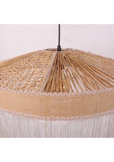Şanzelize 50x30 Cm Doğal Hazeran - Rafya Ve Kumaş Avize Mix