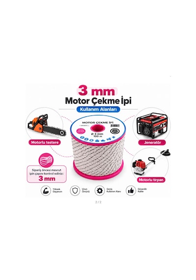 Algaride 3 Mm Motor Çekme İpi 100 Metre Motorlu Testere, Jeneratör Motorlu Tırpan Çim Biçme Ve Benzinli Makineler İçin Starter Marş İpi