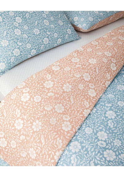 English Home Floria Kolay Ütülenir Çarşaflı Çift Kişilik Nevresim Takımı 200x220 Cm Mavi-turuncu