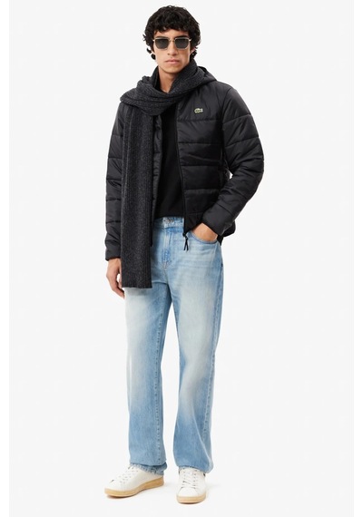 Lacoste Water Resistant Syntehic Fill Jacket Sabit Kapüşonlu Su İtici Erkek Mont Siyah