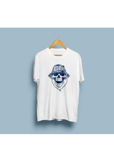 Oversize Salt Rock Kuru Kafa Tasarım Unisex T-shirt Beyaz