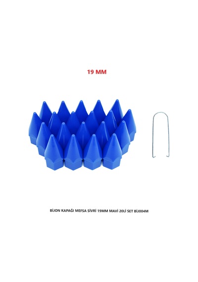 Bijon Kapağı Sivri 19 Mm Mavi 20 Li Set