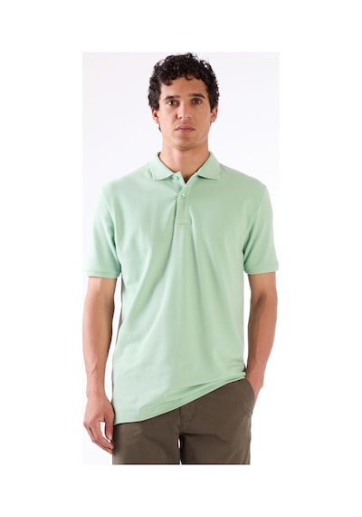Dufy Mint Yeşili Polo Yaka Pamuklu Düz Renk Slim Fit Erkek T-shirt Mint Yeşili