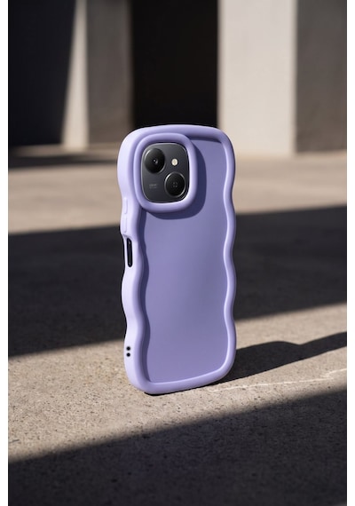 Tecno Spark 40c / Pop 10 Pro Uyumlu Dalgalı Tasarım Kamera Korumalı Mat Silikon Telefon Kılıfı-54221 Mor
