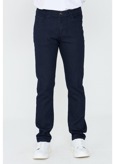 Lacivert Dynamic Fit Mikro Desenli Yazlık Kot Pantolon Laci