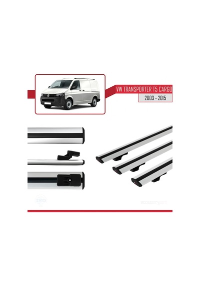 Volkswagen Transporter T5 2003-2015 Arası İle Uyumlu Basic Model Ara Atkı Tavan Barı Gri 3 Adet