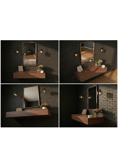 Mdf Makyaj Masası Ve Dresuar 80x30 Cm Çekmeceli Modern Tasarım Kahverengi