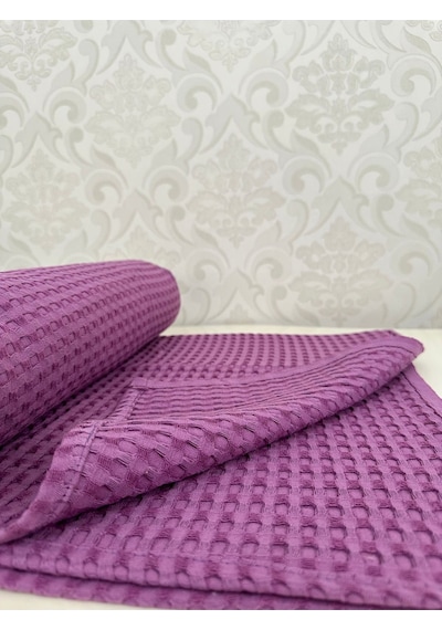 Premium %100 Pamuk Tek Kişilik Yazlık Pike, Yatak Örtüsü, Terletmez Kumaş Mor Renk 160x240cm Mor