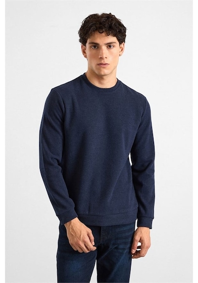 Süvari Lacivert Regular Düz Baskısız Selanik Bisiklet Yaka Sweatshirt Ssw2013700003-m09