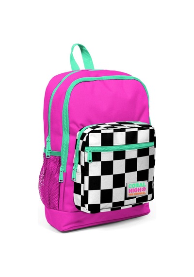 Coral High Kids Pembe Dama Desenli Usb Şarjlı Kulaklık Çıkışlı Okul Çantası