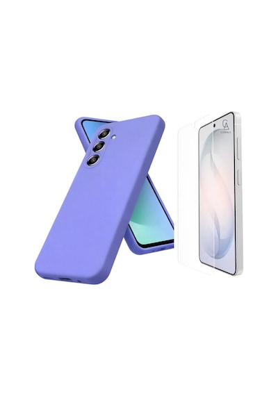Samsung Galaxy S26 Plus İle Uyumlu Kılıf Esnek Premium Telefon Kılıfı Ve Temperli Cam Ekran Koruyucu Lila
