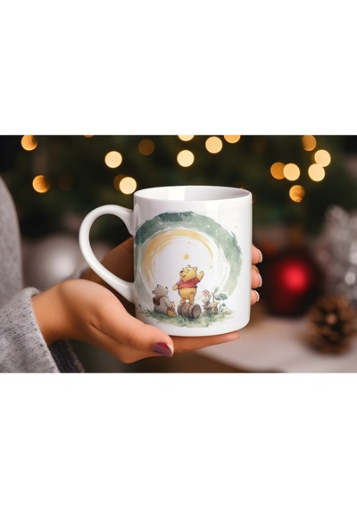 Winnie The Pooh Tasarım Anı Yaşa Temalı Kupa Bardak Anlam Arama, Anda Kal, Huzur Dolu Hediye Beyaz