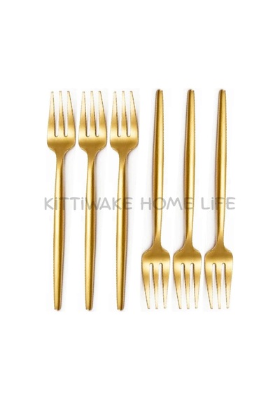 6 Lı Gold Limon Ve Fondü Çatalı 13 Cm Paslanmaz Çelik Mini Servis Çatalı Takımı