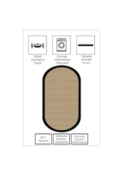 West Home Makinede Yıkanabilir Kaymaz Taban Leke Tutmaz Oval Yolluk Ev Dekorasyonu İçin Hasırlı Kesme Yolluk 455 Black Oval Yolluk