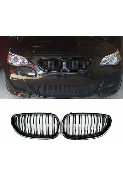 Bmw E60 Çift Çizgi Ön Panjur Izgara 2004-2009 Arası Parlak Siyah