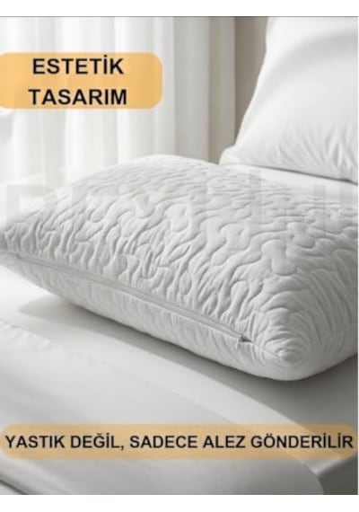 Beylini 2'li Yastık Alezi Sıvı Geçirmez Kapitone Fermuarlı Yıkanabilir Antialerjik Yastık Koruyucu 50x70 Cm Açık Indigo