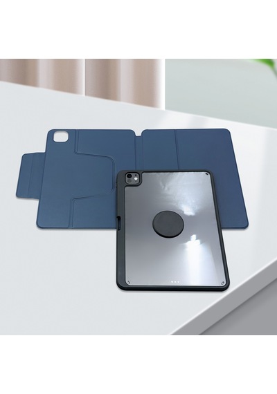 Apple Uyumlu iPad, Pro 11 2024 Raptic Spin Detachable Folio Pu Ayrılabilir Kalem Bölmeli Standlı Kılıf Lacivert