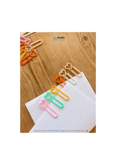 Kalp Şekilli Renkli Ataş Seti 24 Lü Kitap Ayracı Ve Defter Klipsi 5 Cm 3d Baskı 6 Renk 4'er Adet