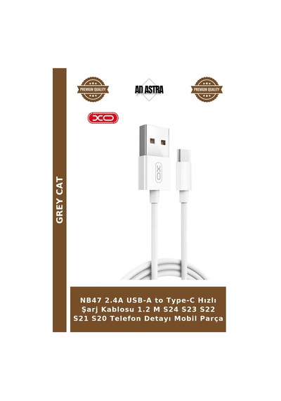 Nb47 2.4a Usb-a To Type-c Hızlı Şarj Kablosu 1.2 M S24 S23 S22 S21 S20 Telefon Detayı Mobil Parça