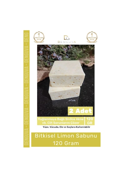 Lüks %100 Doğal Güzel Kokulu El Yüz Saç Vücut Cilt Orijinal Bitkisel Limon Sabunu 120g - 2 Adet