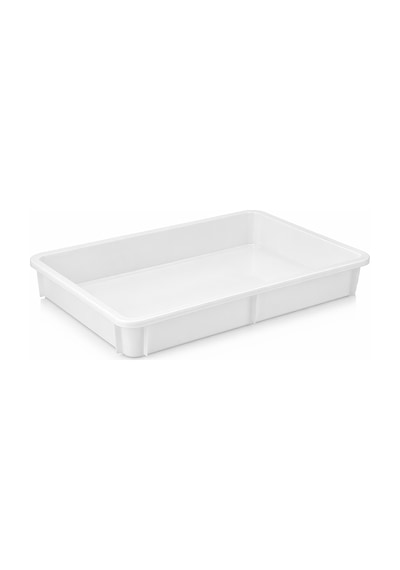 60x40 Cm Kapaksız Profesyonel Pizza Hamur Tepsisi 7.5 Cm Yükseklik Pp Gıda Uyumlu Hamur Teknesi Beyaz
