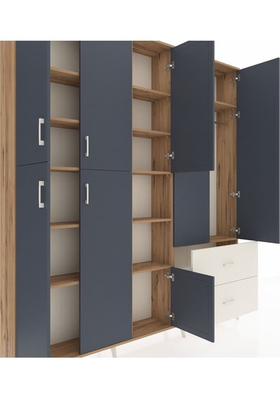 Arges Dolap 12 Raflı 2 Çekmeceli Tek Askılı 220x30x243 Çam-antrasit/aytaşı Antrasıt/aytası Arges Dolap 12 Raflı 2 Çekmeceli Tek Askılı 220x30x243 Çam-antrasit/aytaşı Antrasıt/aytası