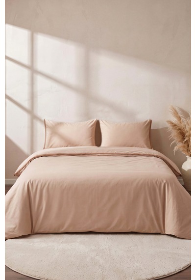 San Marino Dark Beige %100 Pamuklu Çift Kişilik Nevresim Takımı - 4 Parça Bej