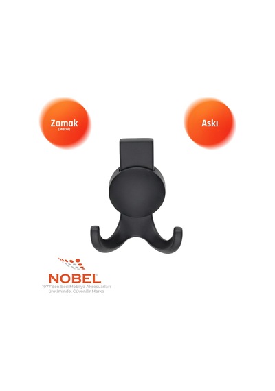 Solo Lüks Askı, Metal, Vestiyer Askı, 170 Gr, Dolap Askılık, Duvar Askılığı, Mat Siyah Vidalı
