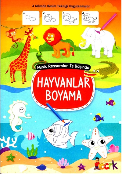 Minik Ressamlar İş Başında Resim Ve Çizgi Öğretici Hayvanlar Boya