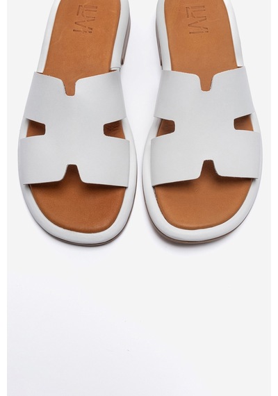 Luvishoes Brıo Beyaz Cilt Hakiki Deri Kadın Terlik