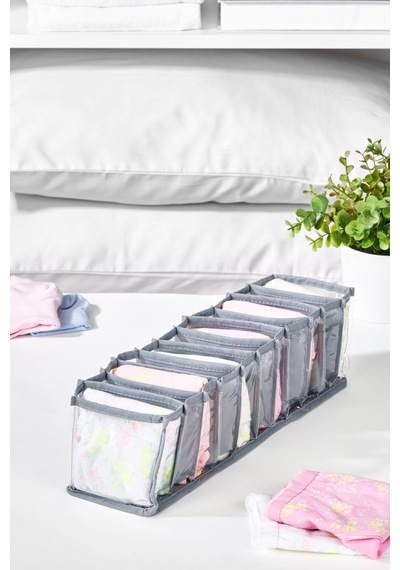 Serstil 11 Gözlü Şeffaf Çekmece Içi Düzenleyici Organizer Small - 11 X 41 X 12 Cm Gri