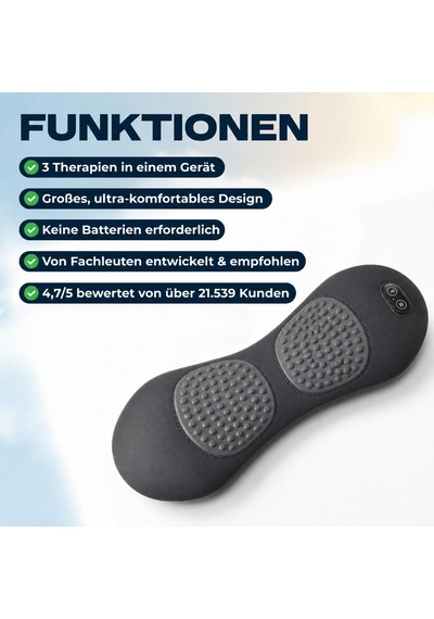 Curesleep - Üçlü Füzyon Masajı, Curesleep Masajı, Titreşim, Isıtma, Şişirme Ve Söndürme, Ergonomik Tasarım, Hafızalı Köpük Gri