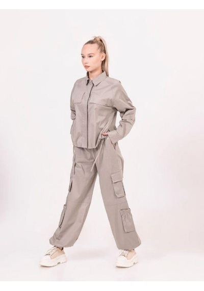 Zekids Kız Çocuk Paçası Stoperli Poplin Pantolon-13947-vizon Vizon