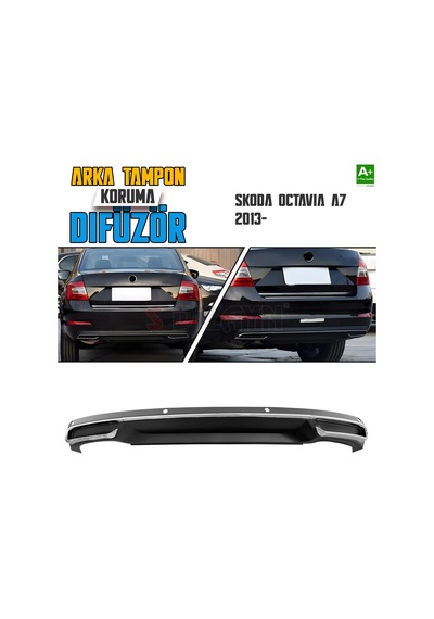 S-dizayn Skoda Octavia A7 Arka Tampon Difüzör Egzozlu Oem Stil 2013 Üzeri A+ Kalite