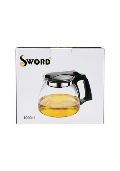 Borosilikat Cam Çaydanlık 1000 Ml Siyah Kapaklı Ve Kulplu Sword Çok Renkli