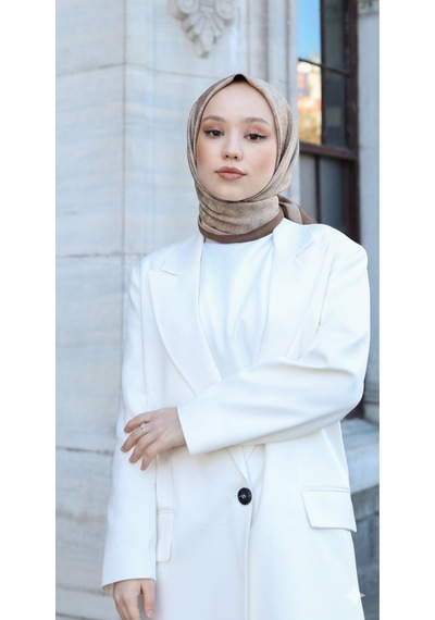 Eşarp - Premium Lux Original Monogram Eşarp İpek Vual, Yüksek Kalite, Hafif, Rahat, Şık, Scarf Kahve - Sütlü Kahve