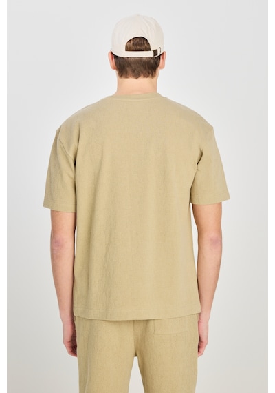 Relaxed Fit Geniş Kesim Bisiklet Yaka Pamuklu Açık Yeşil Tişört Light Green