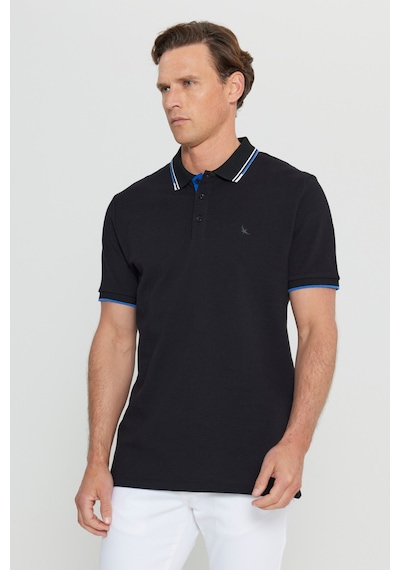 Altınyıldız Collectıon Erkek Sıyah %100 Pamuk Slim Fit Dar Kesim Polo Yaka Tişört Siyah
