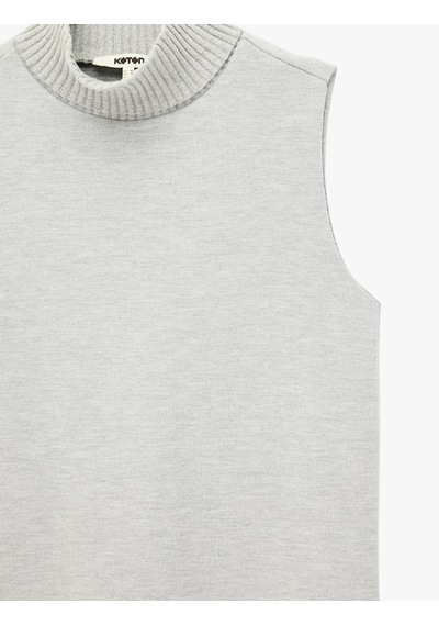 Koton Pamuk Karışımlı Kolsuz Dik Yaka Atlet Gri 7wak10017ek