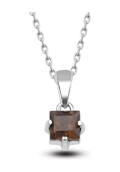 Kuyumcudukkani Smoky Quartz Taşlı Kolye -20259-w-brw Beyaz