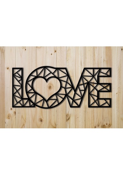 Cajuart Dekoratif Modern Siyah Büyük Ahşap Love Yazısı Tablo Aşk