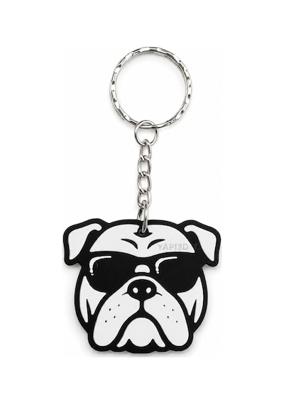 Köpek Figürlü Anahtarlık Siyah Beyaz Bulldog Tasarımlı Anahtarlık Sevimli Köpek Figürü