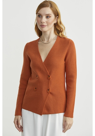 Maskülen Kruvaze Triko Ceket - Oranj Oranj