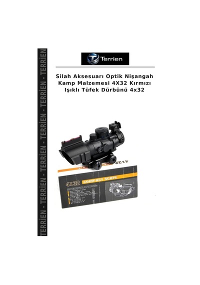 Silah Aksesuarı Optik Nişangah Kamp Malzemesi 4x32 Kırmızı Işıklı Dürbünü 4x32