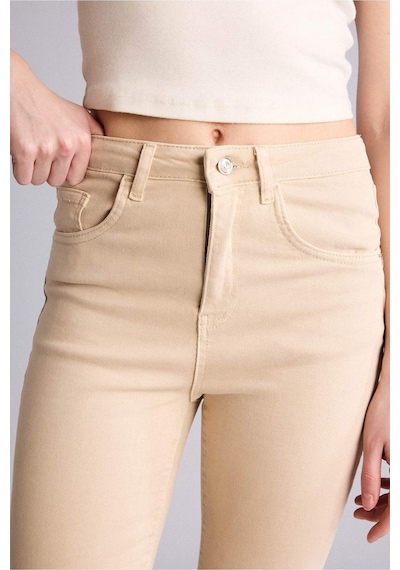 DeFacto Crop Flare Fit Yüksek Bel Bilek Boy Jean Pantolon E8017AX25SMBG737