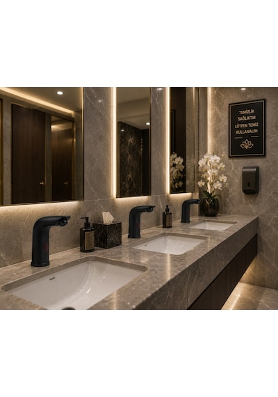 Perla Tek Su Fotoselli Siyah Lavabo Bataryası Acar 01.02.208s Altın
